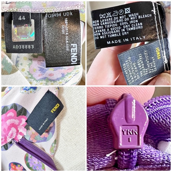 Fendi Colorful 100% Silk Midi Logo Skirt W/ Jagged Trim - Picture 11 of 11